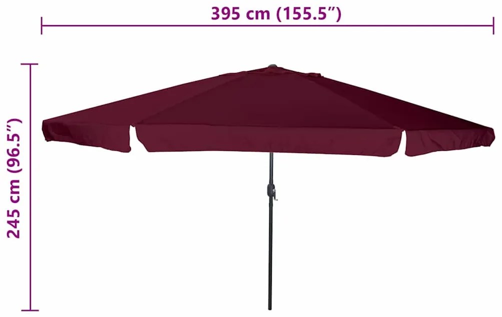 Guarda-sol 39,5 x 24,5 polegadas na cor Bordeaux Red