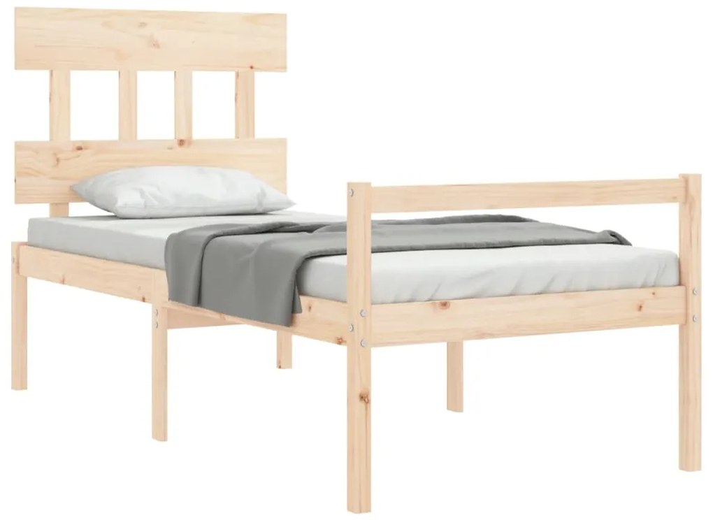 Cama para idosos com cabeceira 90x200 cm madeira maciça