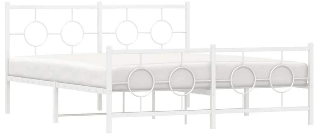 Estrutura de cama com cabeceira e pés 160x200 cm metal branco