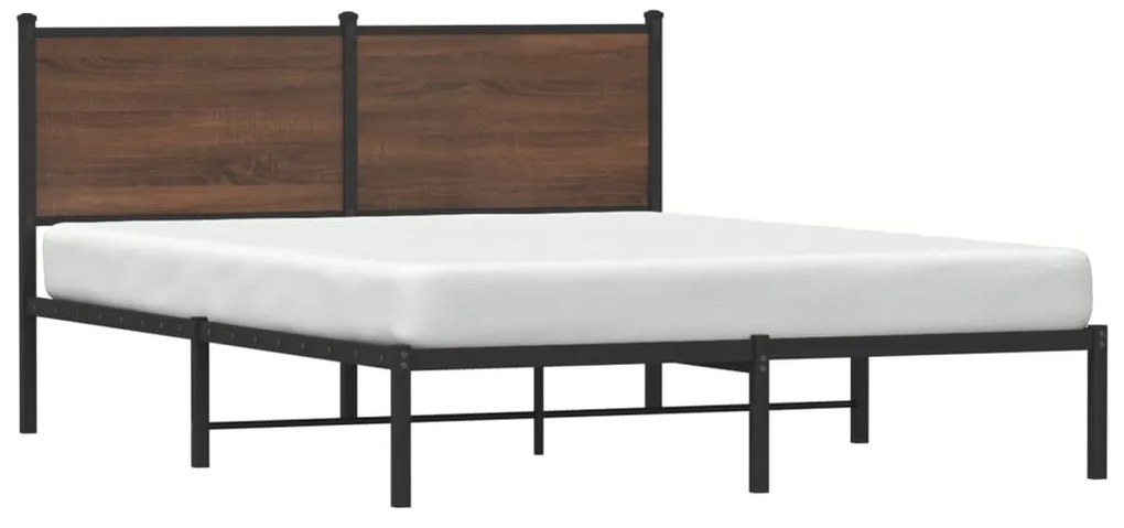 Estrutura de cama sem colchão 140x190cm metal carvalho castanho