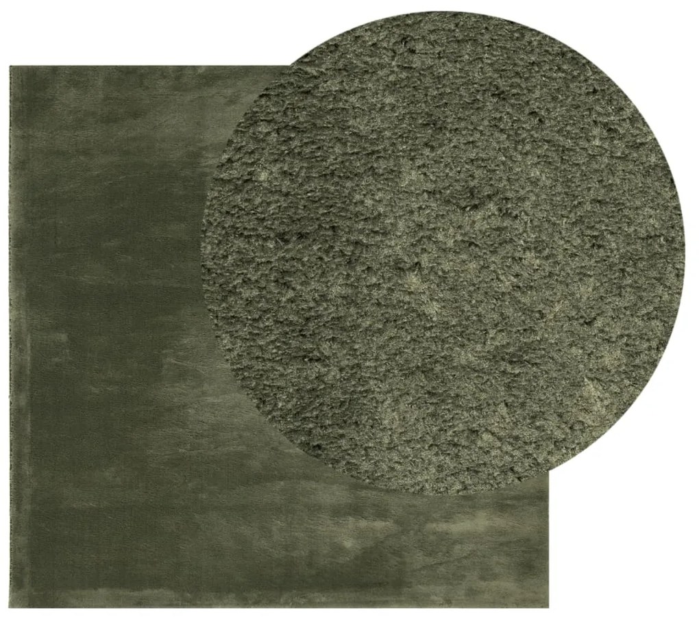 Tapete pelo curto macio lavável HUARTE 160x160cm verde-floresta