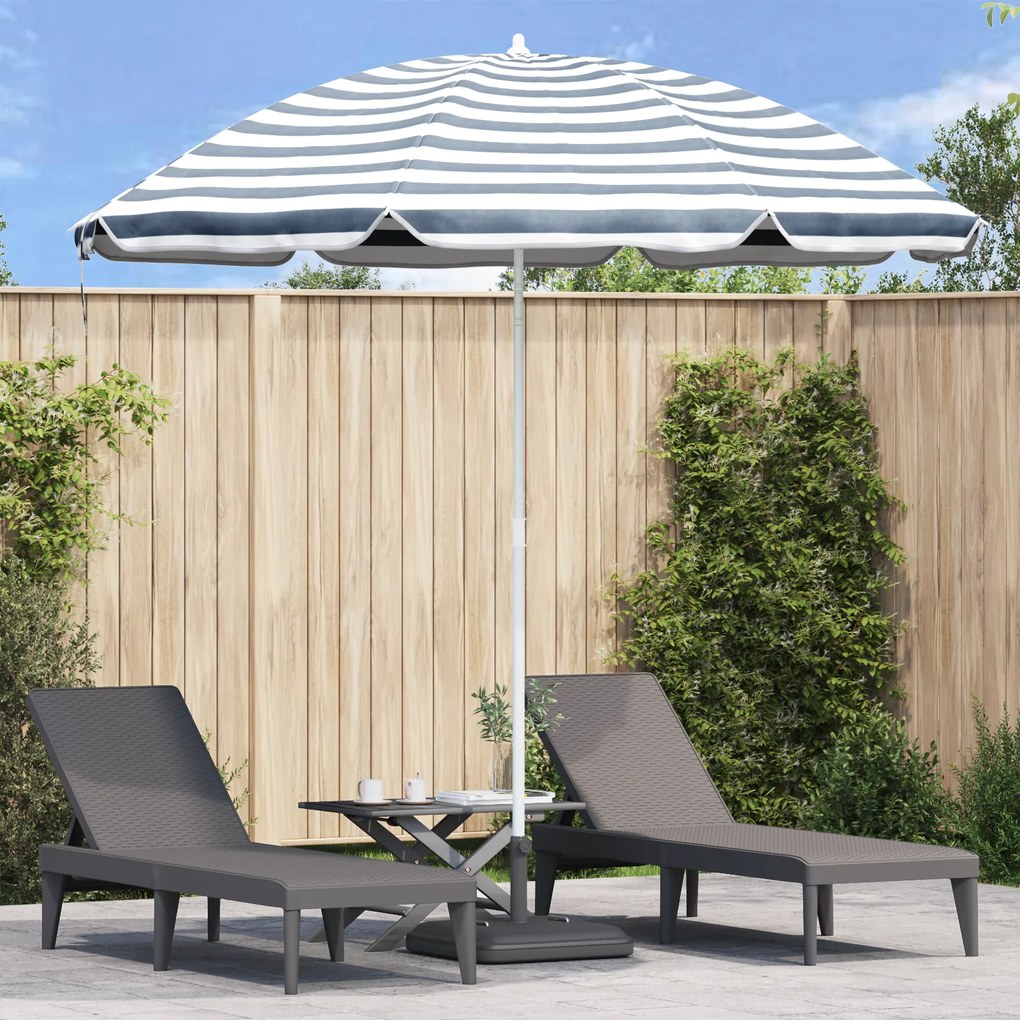 Parasol de Praia vidaXL com Poste de Alumínio Azul e Branco 300 cm