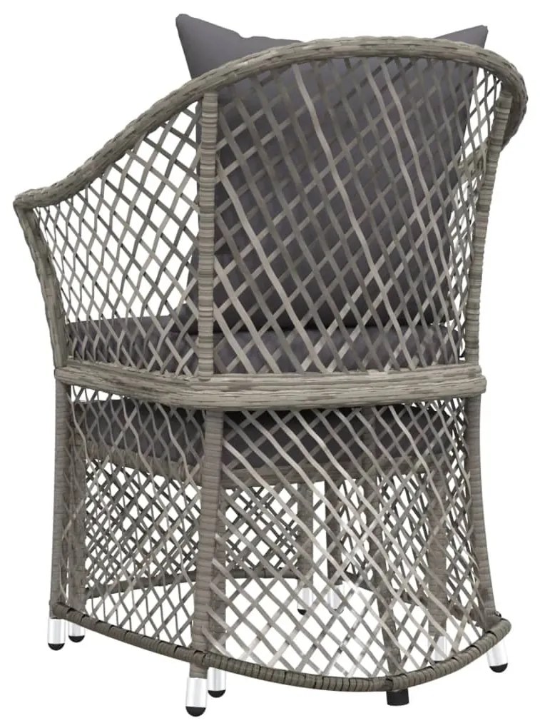 2 pcs conjunto lounge de jardim c/ almofadões vime PE cinzento