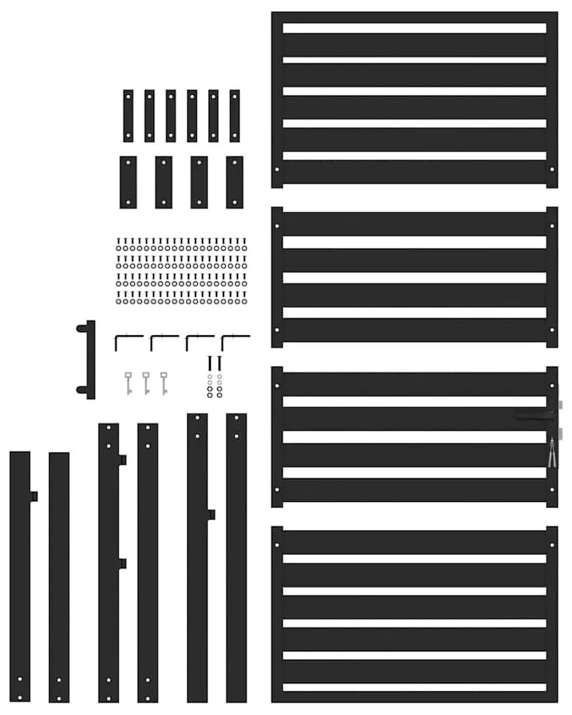Portão de jardim com fechadura Preto 100x180 cm Alumínio