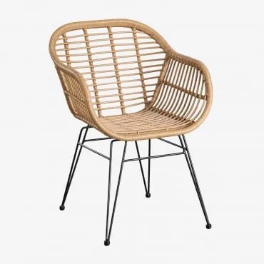 Pack De 2 Cadeiras De Jardim Com Apoios De Braços Em Rattan Sintético Zole Preto & Sem Almofada - Sklum