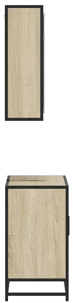 2 pcs conj. móveis casa banho derivados madeira carvalho sonoma