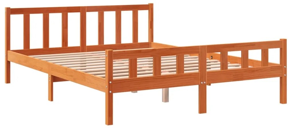 Cama sem colchão 150x200 cm madeira pinho maciça castanho-mel