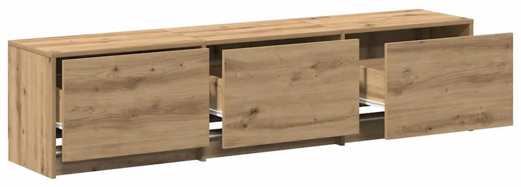 Gabinete de TV com LED Carvalho Artesanal 165x34x40 cm Madeira de Enge