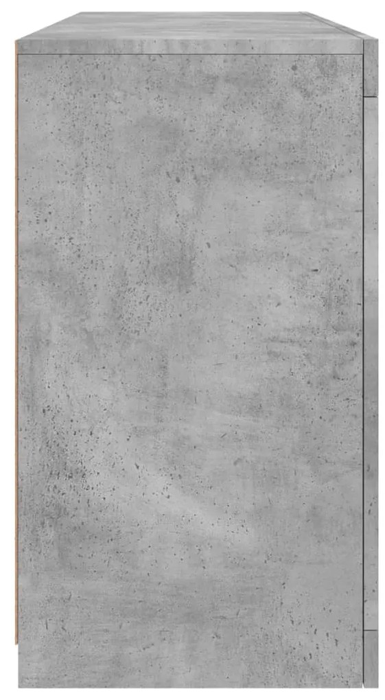 Aparador com luzes LED 142,5x37x67 cm cinzento cimento