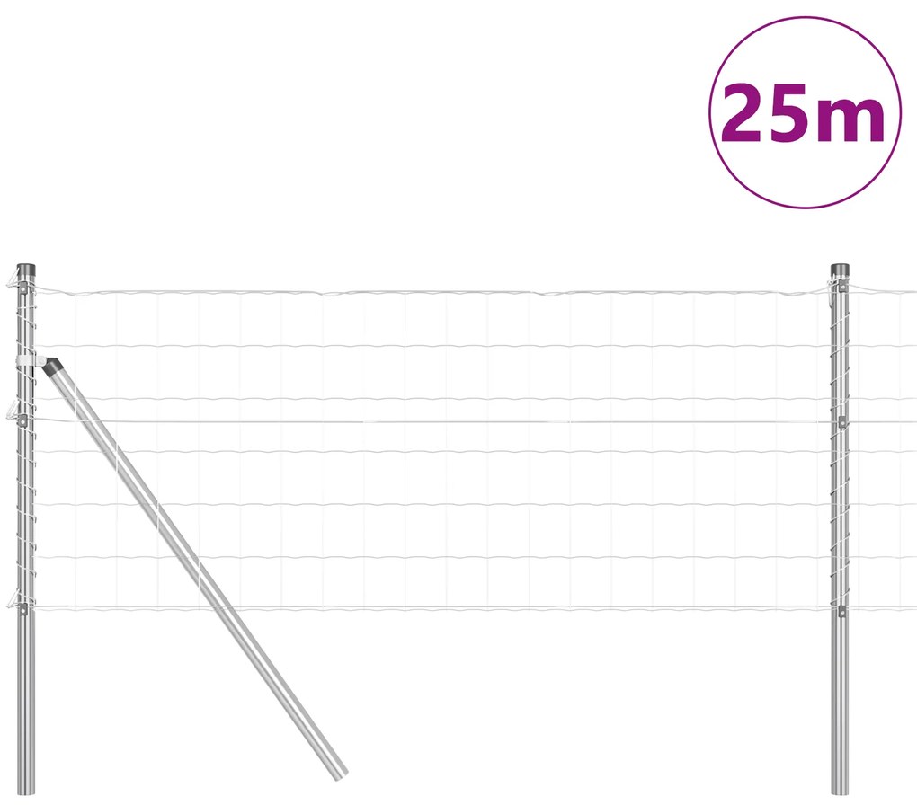 Cerca Euro com 13 postes 0.6x25 m de Aço Galvanizado