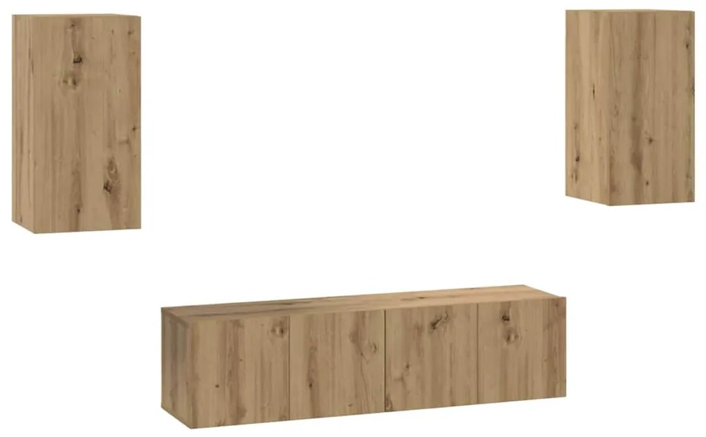 Conjunto de móvel de TV com prateleira 4 pcs carvalho artisiano