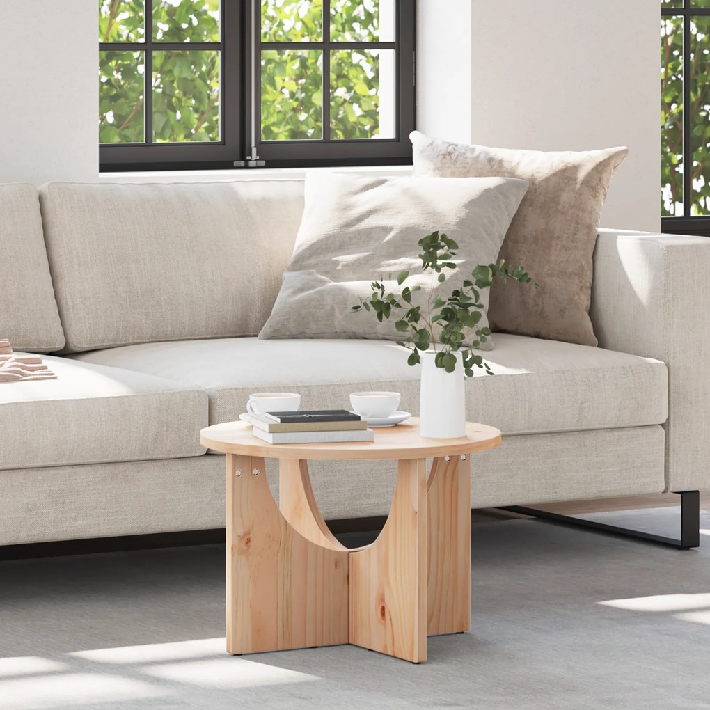 vidaXL Mesa de centro Natural 50 x 50 x 35 cm