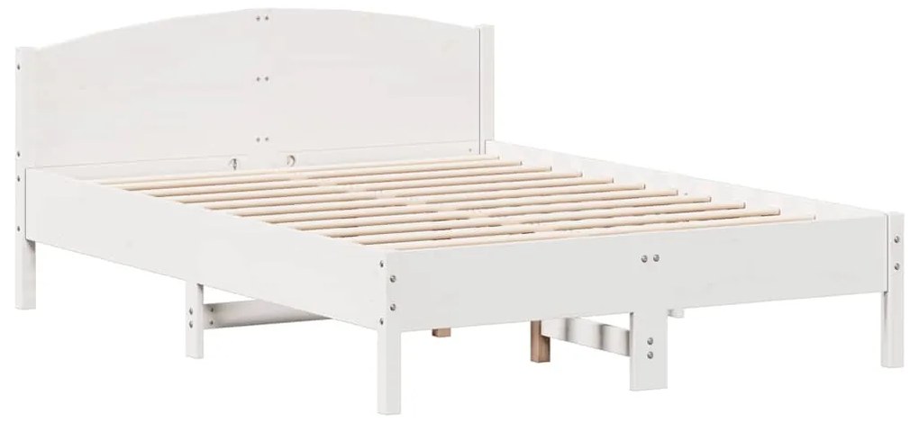 Cama sem colchão 150x200 cm madeira de pinho maciça branco