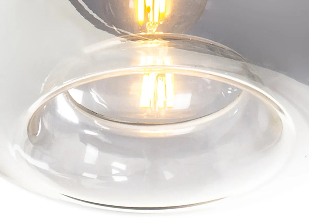 LED Candeeiro de suspensão inteligente preto com vidro fumê incl. 3 Wifi P45 - Busa Art Deco