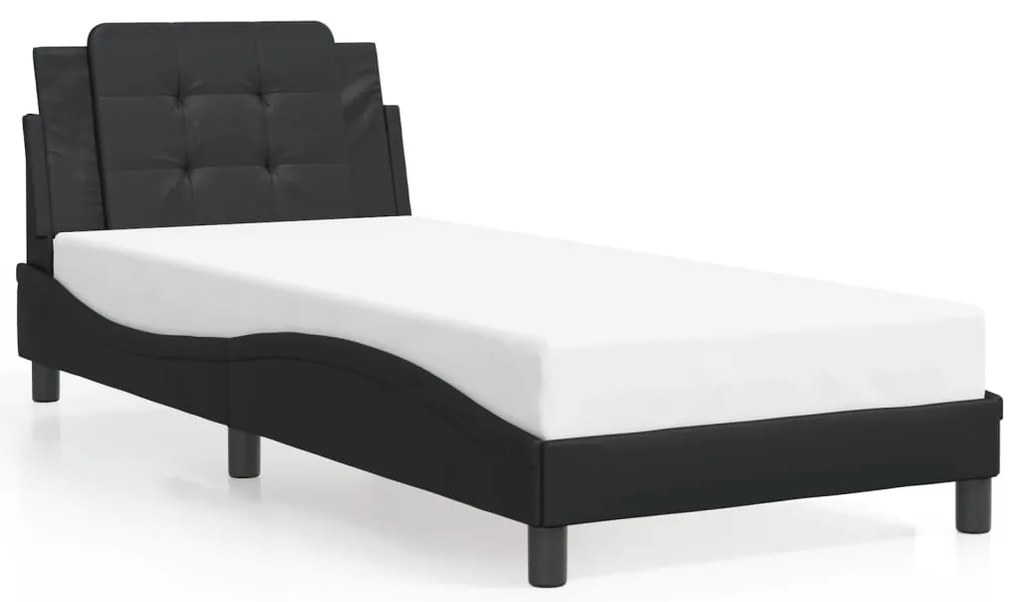 Estrutura de cama c/ luzes LED 80x200 cm couro artificial preto