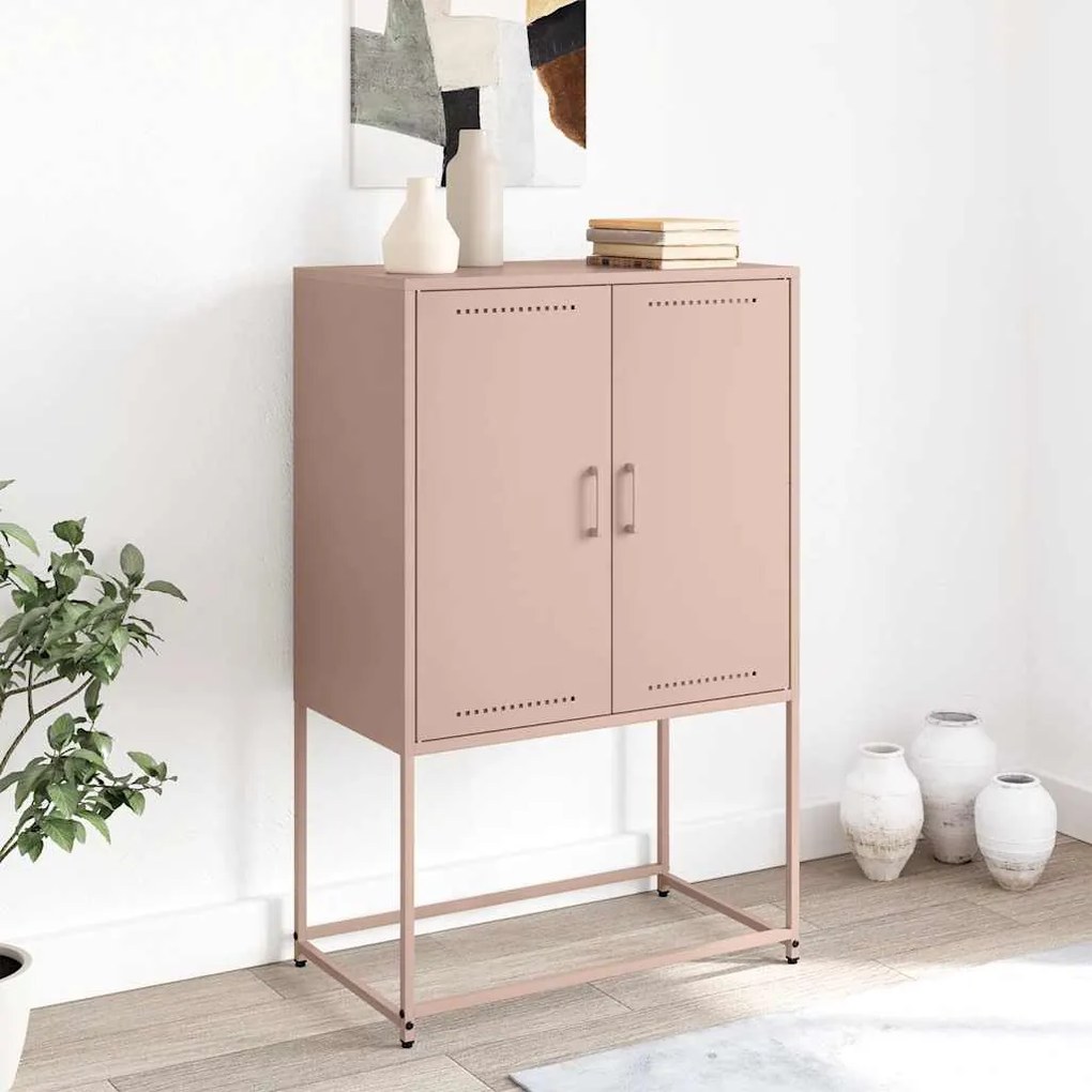 Aparador alto 68,5x38,5x107 cm aço rosa