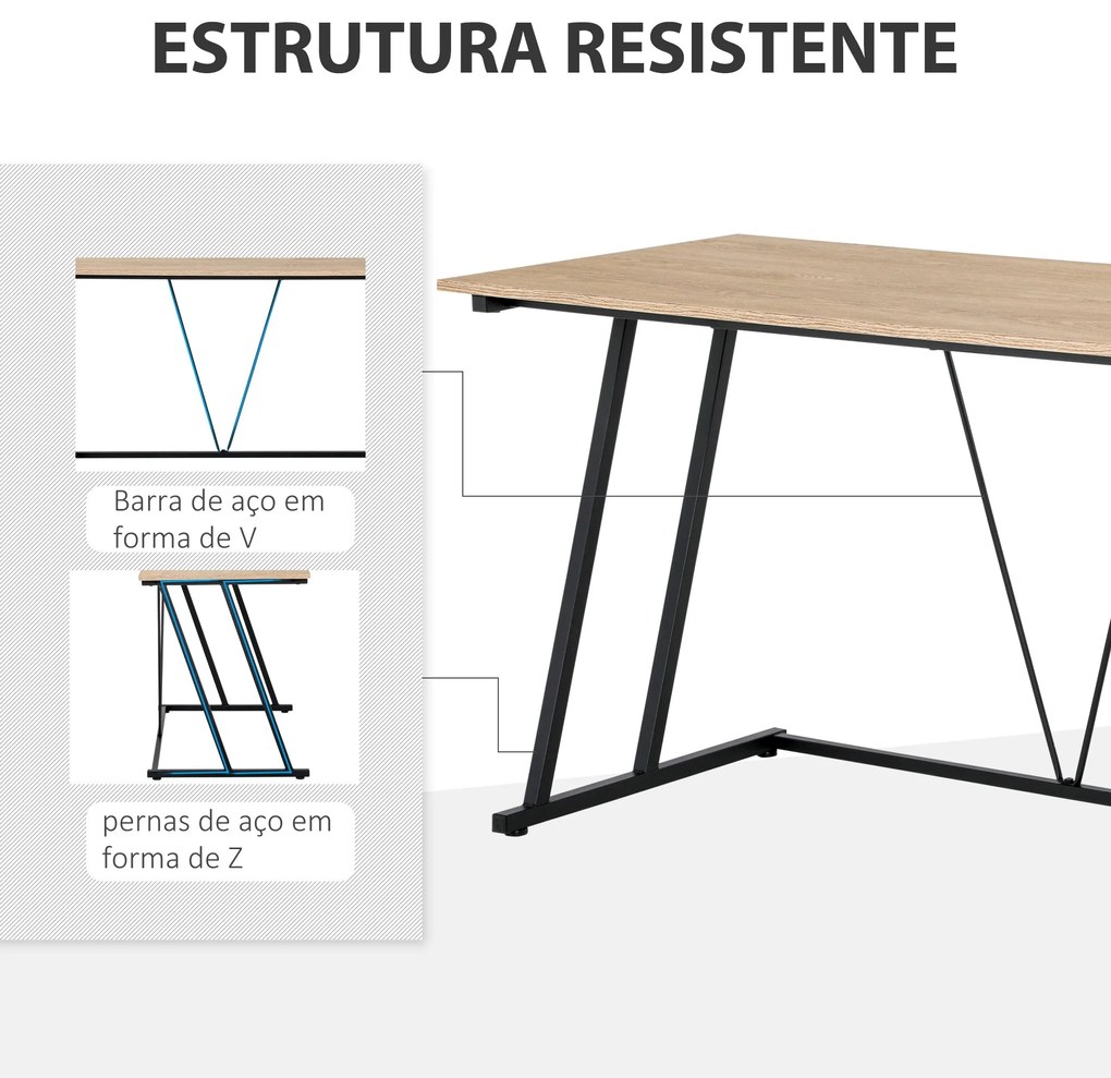 HOMCOM Secretária Mesa de Computador 120x60x85cm com Bancada de Madeir