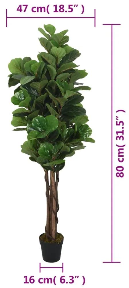Figueira-lira artificial 96 folhas 80 cm verde