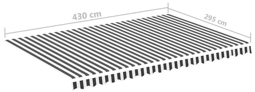 Tecido de substituição para toldo 4,5x3 m antracite e branco