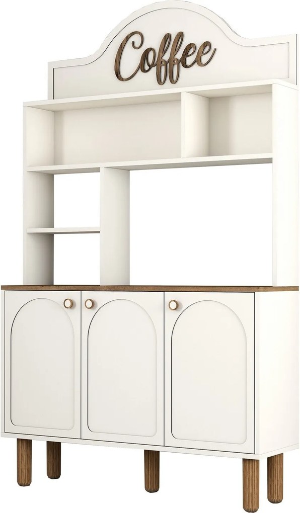 Armário Alto de Cozinha "Coffee" - 200x120x35 cm - Creme - Design Mode