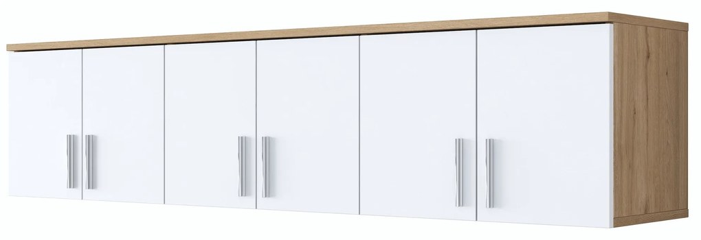 Prateleira de Parede EA114 – Nogueira e Branco – 180x41,4x37,5 cm