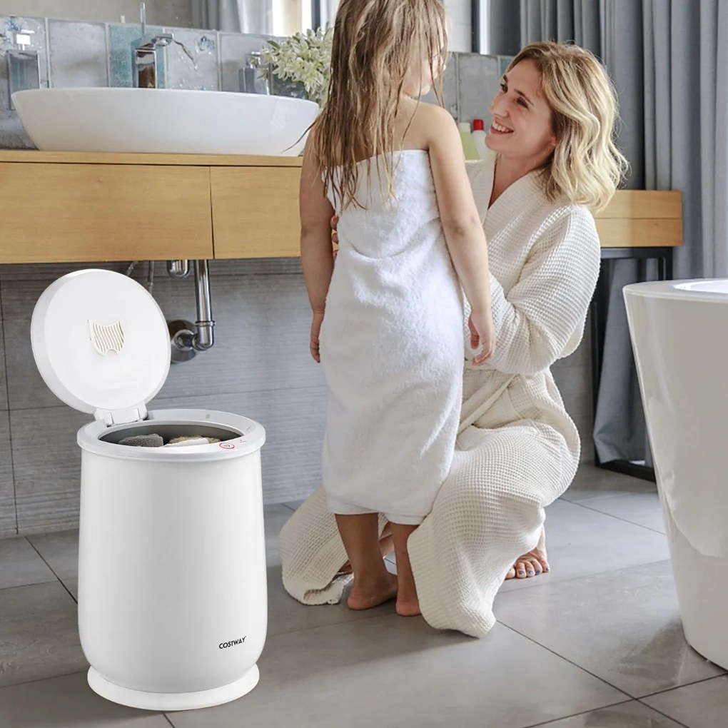 Aquecedor elétrico de toalhas 21L com temporizador de 20-90 minutos, modo de secagem de 2-5 horas e desligamento automático, branco