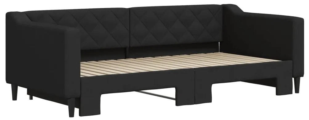 Sofá-cama com gavetão 90x190 cm tecido preto