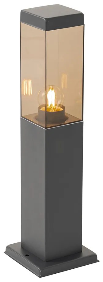 Poste de iluminação exterior moderno cinza escuro com fumaça 45 cm - Malios Moderno