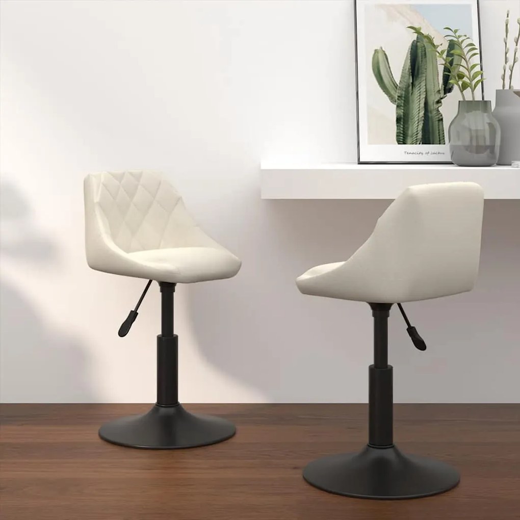 vidaXL Cadeiras de jantar giratórias 2 pcs veludo cor creme