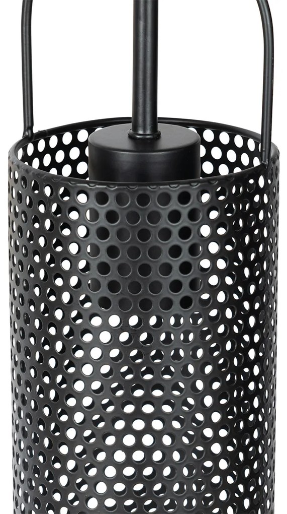 Candeeiro de suspensão preto com vidro fumê 23 cm oblongo 3 luzes - Kevin