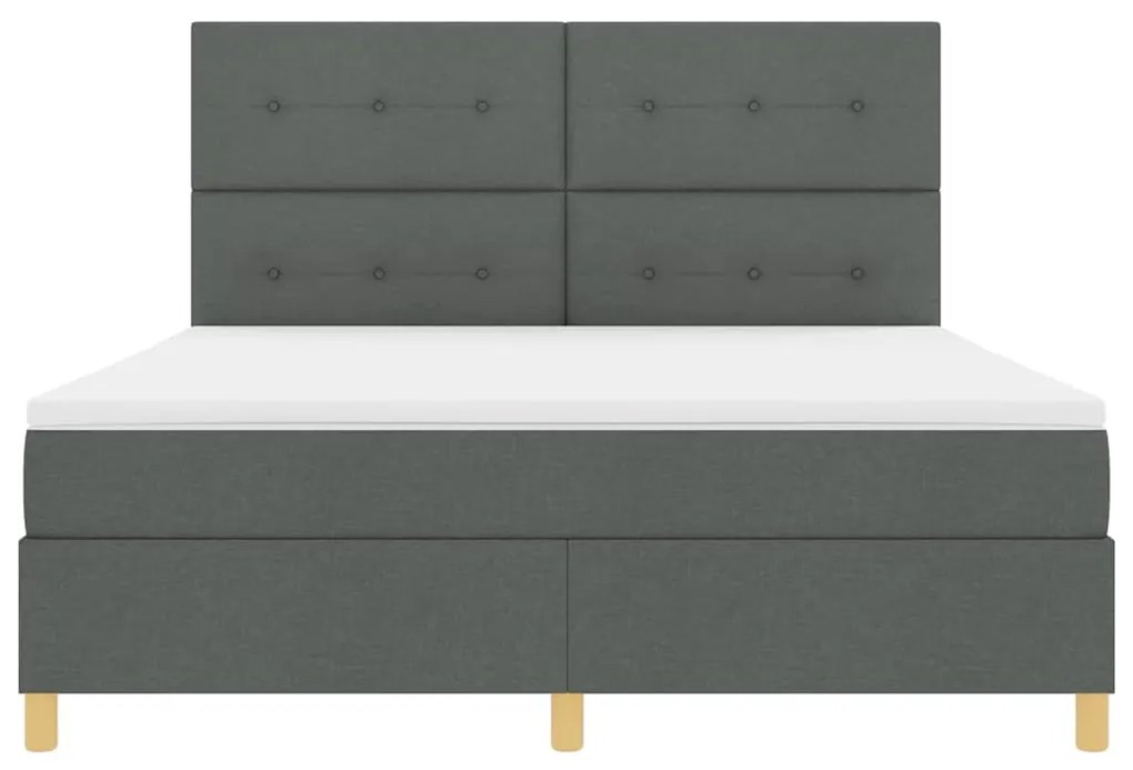 Cama Box Spring com colchão e LED Cinza Escuro 180x200 cm Tecido