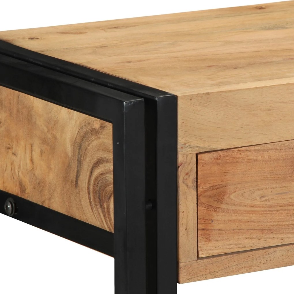 Mesa de Consola vidaXL Preta 90x33x75 cm em Madeira de Acácia Sólida e