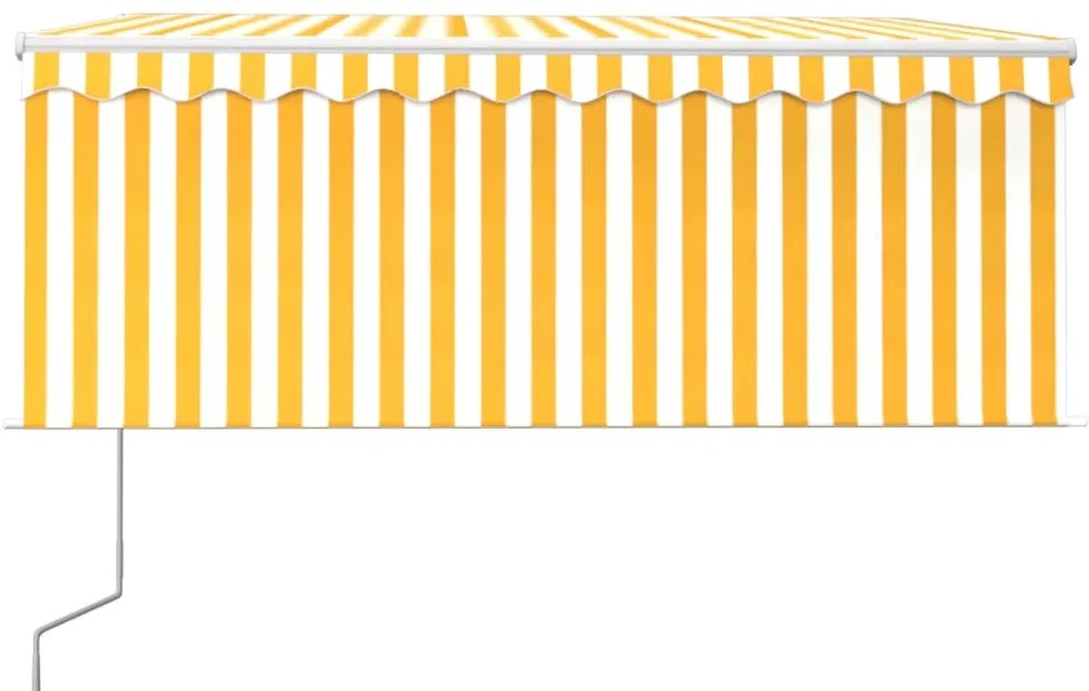 Toldo autom. c/ estore/LED/sensor vento 3,5x2,5m amarelo/branco