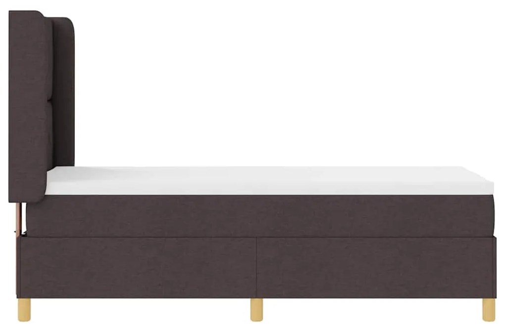 Cama Box Spring com Colchão e LED Castanho Escuro 80x200 cm Tecido