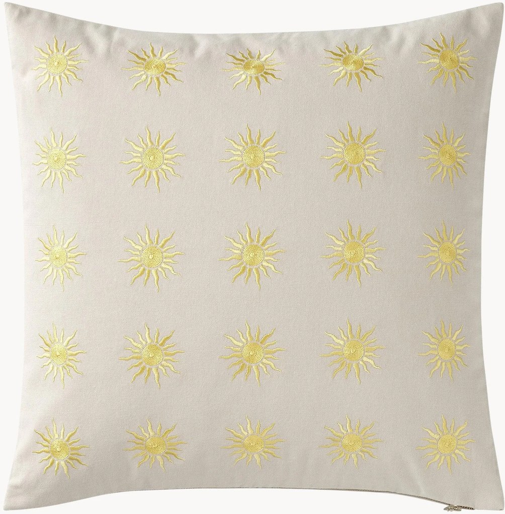 Capa de almofada de algodão bordada Sunny
