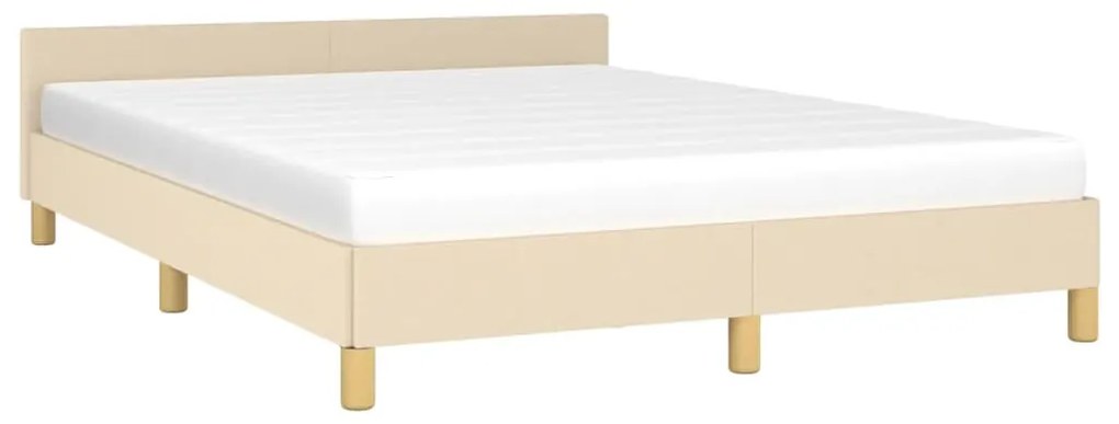 Estrutura de cama c/ cabeceira 140x200 cm tecido cor creme