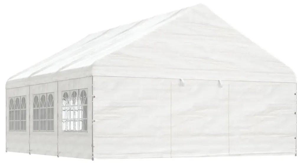 Gazebo com telhado 6,69x5,88x3,75 m polietileno branco