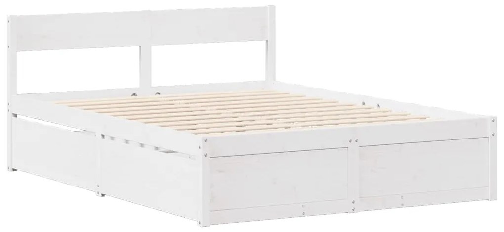 Cama sem colchão 135x190 cm madeira de pinho maciça branco