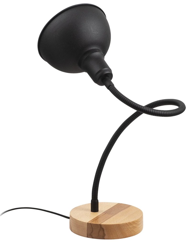 Candeeiro de Mesa Kumluca – Preto e Carvalho – 16 cm Diâmetro, 52 cm A
