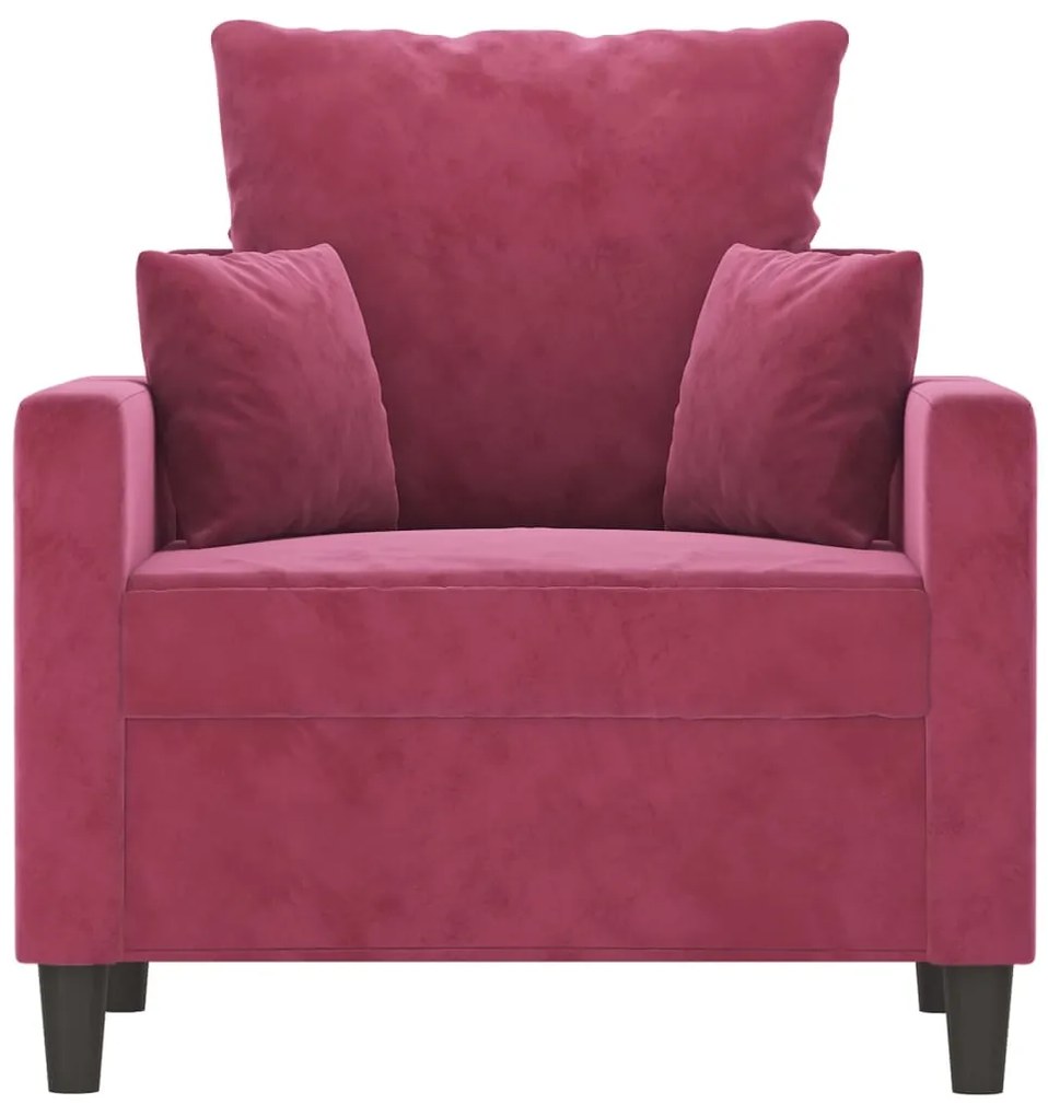 Poltrona 60 cm veludo vermelho-tinto