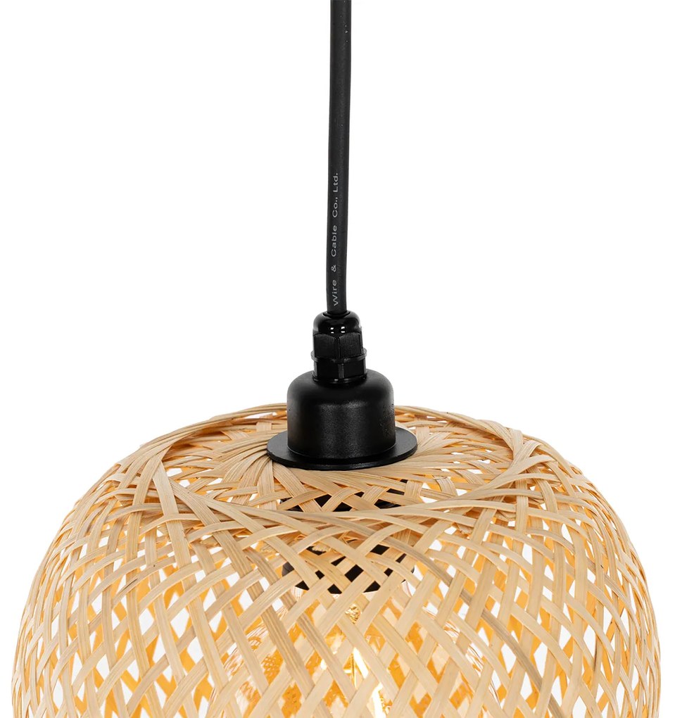 Candeeiro de teto exterior oriental em bambu 3 luzes IP44 - Carlos Oriental