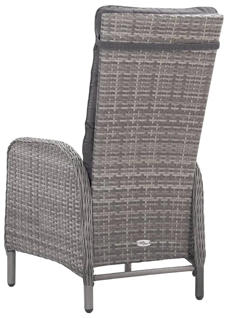 3 pcs conjunto de jantar para jardim vime PE e vidro cinzento