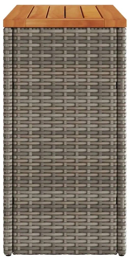 Mesa apoio jardim c/ tampo madeira 58x27,5x55 cm vime PE cinza