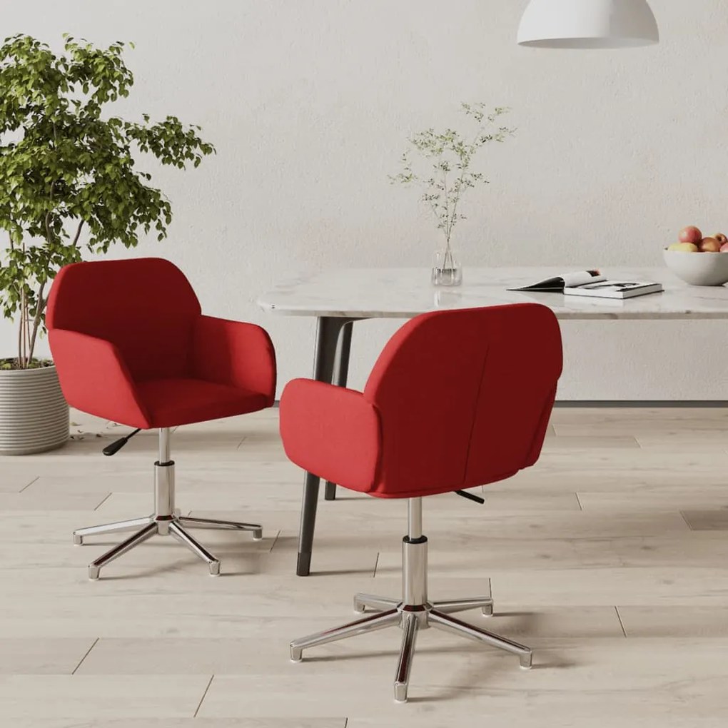 Cadeiras de jantar giratórias 2 pcs tecido vermelho tinto
