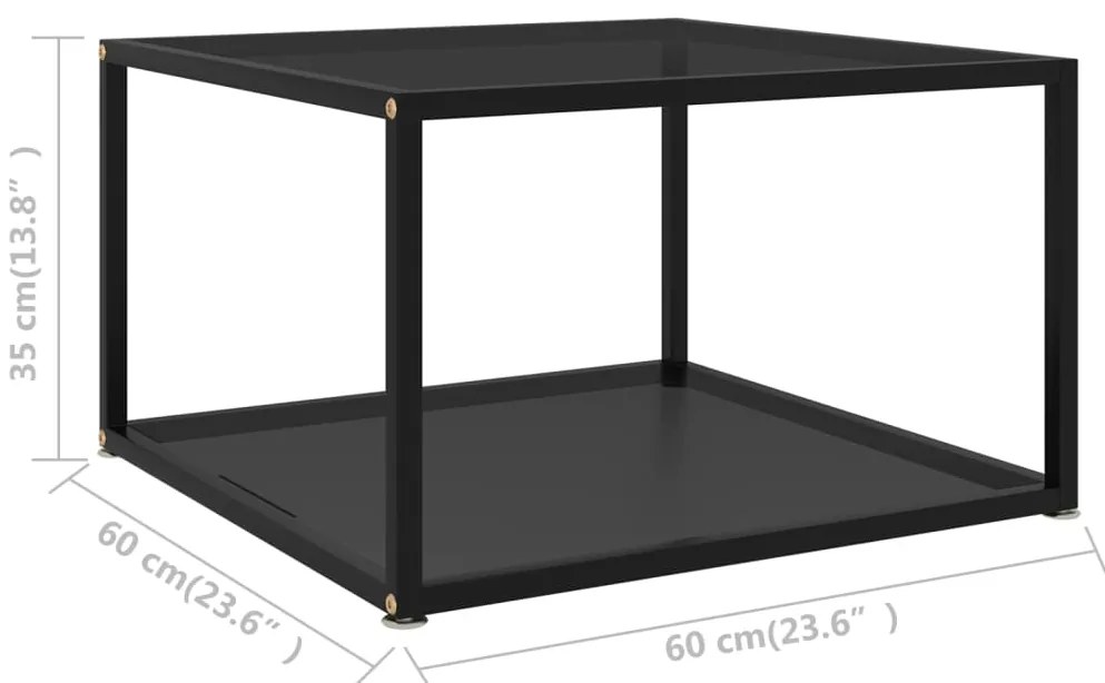 Mesa de centro 60x60x35 cm vidro temperado preto