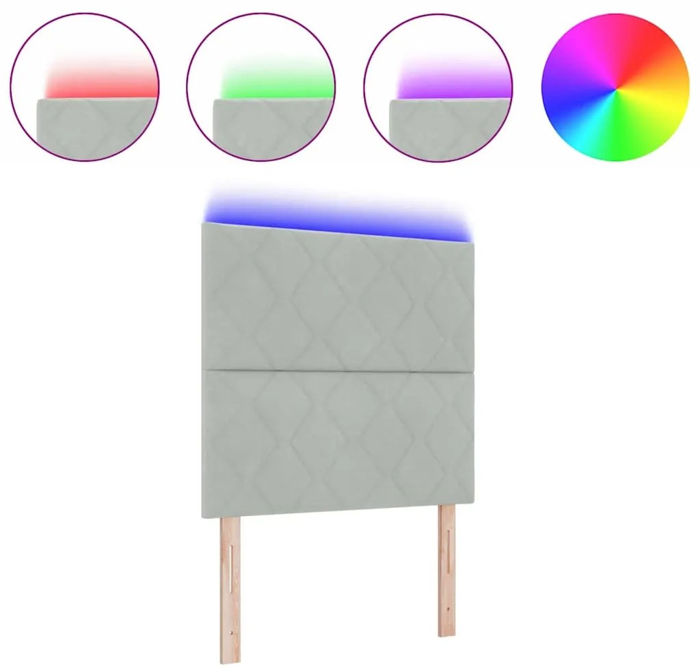 Cabeceira LED com design de blocos de diamante, cinza claro, 90 cm, em