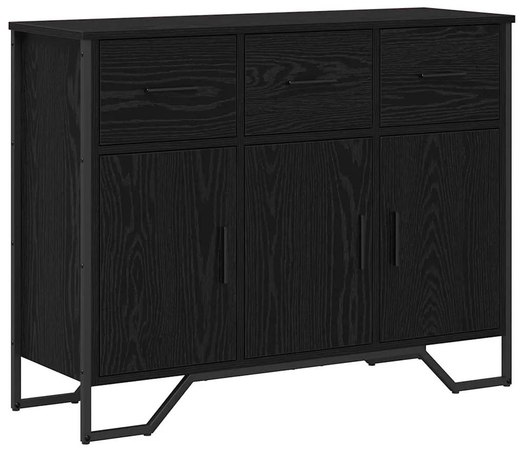 Aparador Carvalho Preto 97x32,5x74,5 cm Madeira Engenheirada
