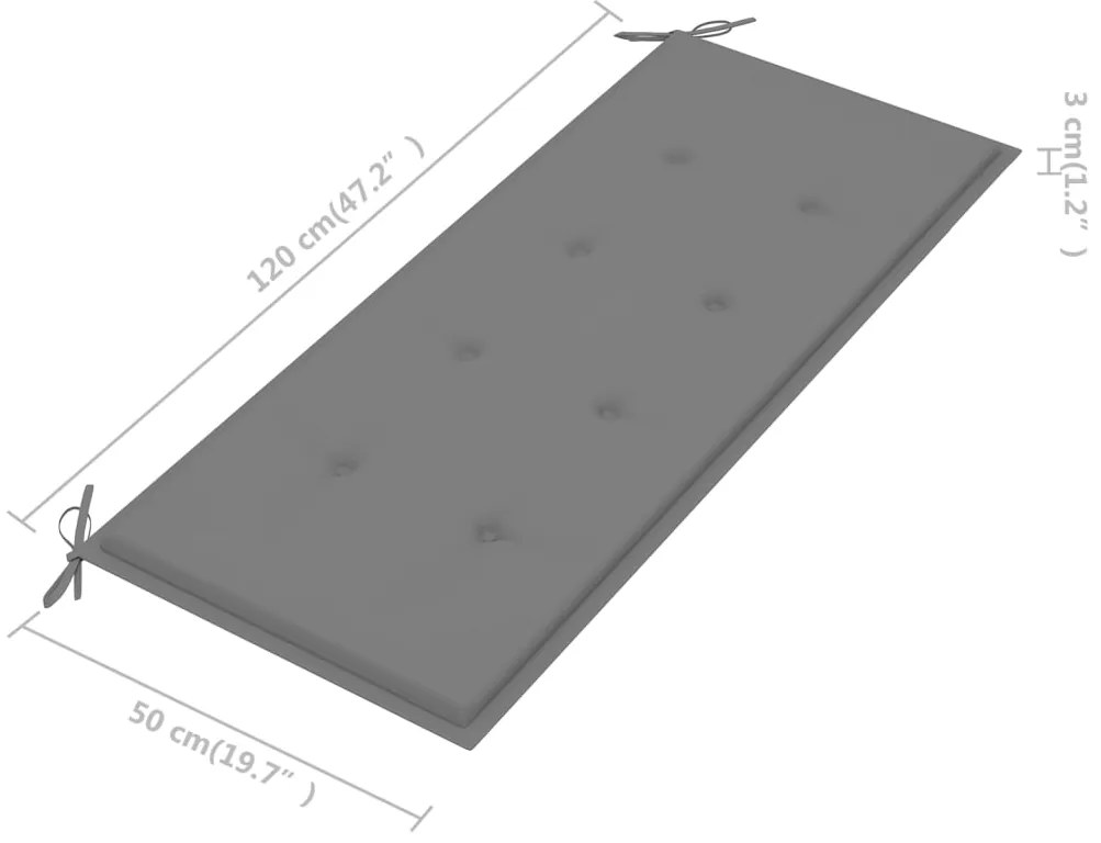 Banco Batávia c/ almofadão cinzento 120 cm teca maciça