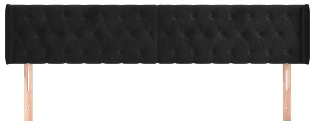 Cabeceira de cama c/ abas veludo 203x16x78/88 cm preto
