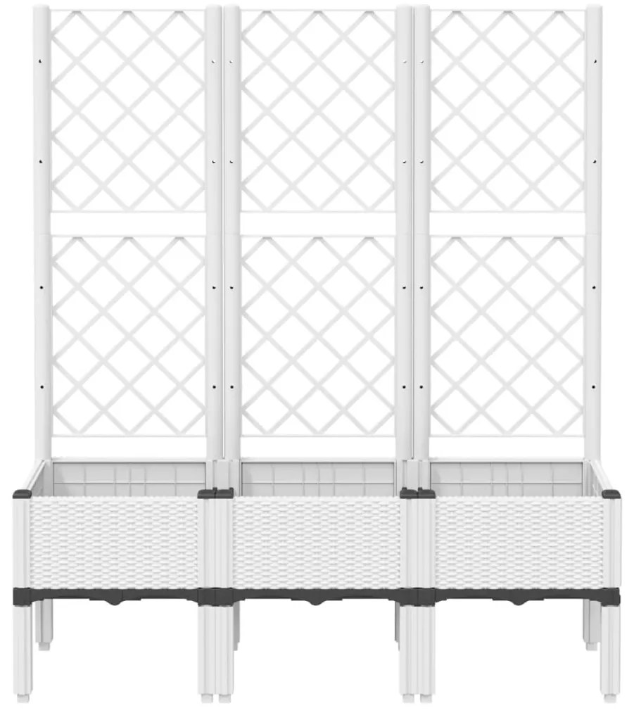Vaso/floreira de jardim c/ treliça 120x40x142 cm PP branco